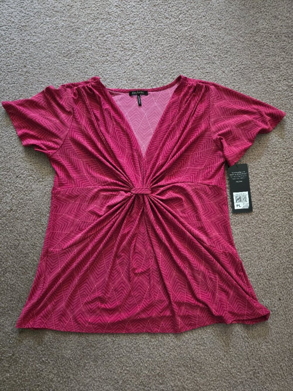 Women's Daisy Fuentes Blouse Editorial Chic Raspberry Combo Size Petite Large